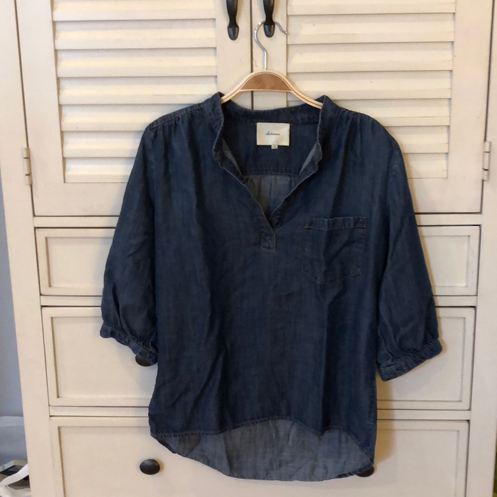 Anthropologie- Elevenses denim shirt